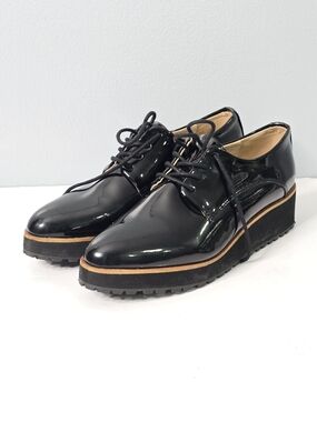 Aldo Black Patent Leather Lovirede Platform Oxfords